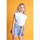 Canotta cropped con stampa floreale