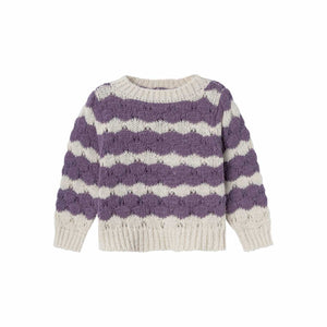 Pullover crop a righe in maglia grossa