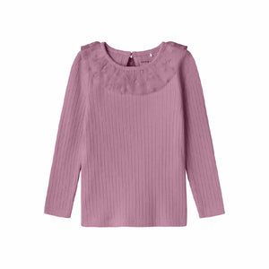 Maglia con colletto in tulle | lilla