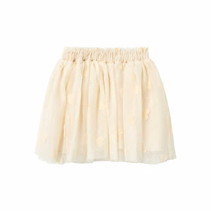 Completo maglia con colletto e gonna in tulle | crema