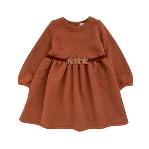 Abito felpa lurex con cintura | bruciato
